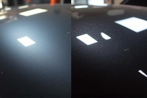 Before and after comparison of a car paint correction showing removal of swirl marks