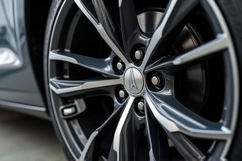 Close-up of a perfectly cleaned and dressed wheel and tire