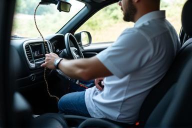 Technician using equipment for interior odor removal